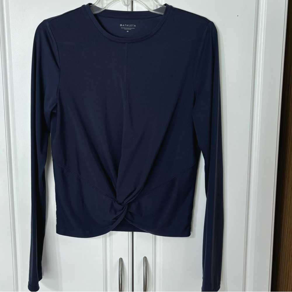 Athleta Long Sleeve Essence Twist Top, Navy Blue, Women’s Medium - Picture 7 of 13